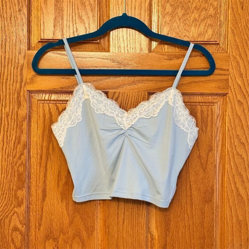 Shein Women's Blue Lace Trim Cami Tank Top Size M